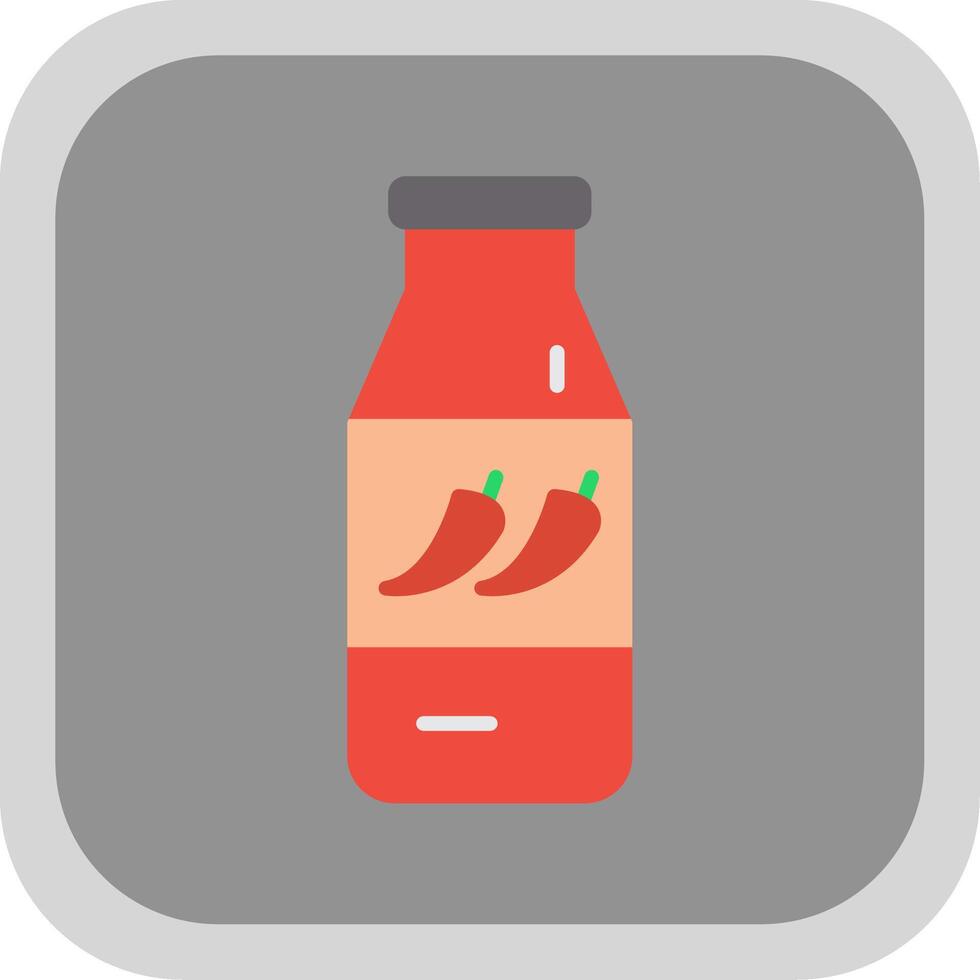 Chilli Sauce Flat round corner Icon Design vector