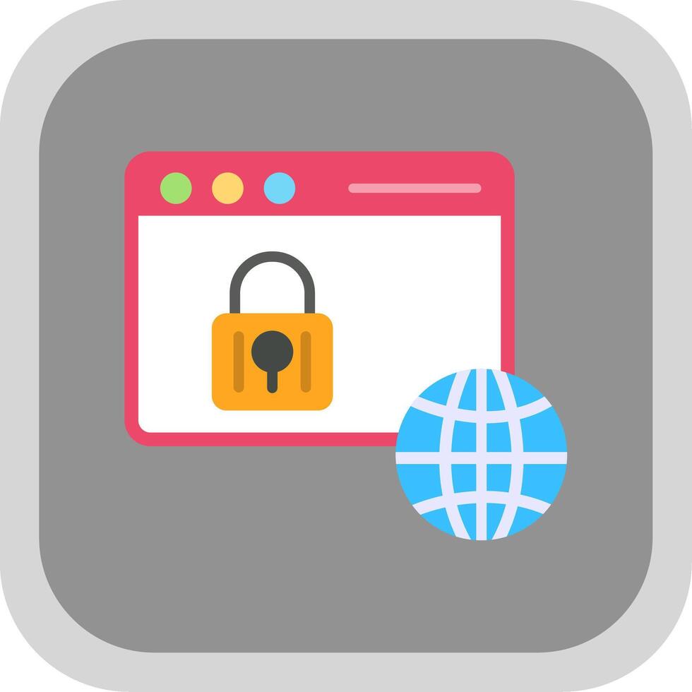 Web Security Flat round corner Icon Design vector