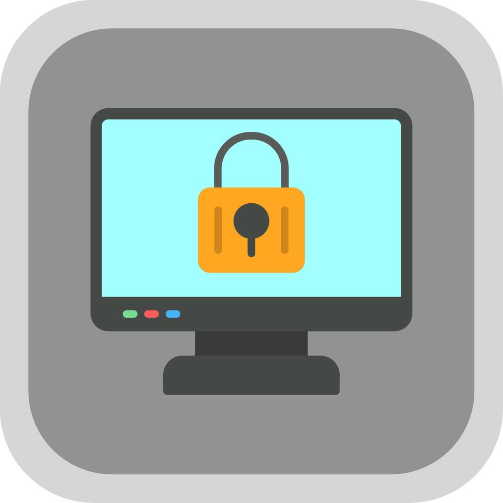 Locked Computer Flat round corner Icon Design vector