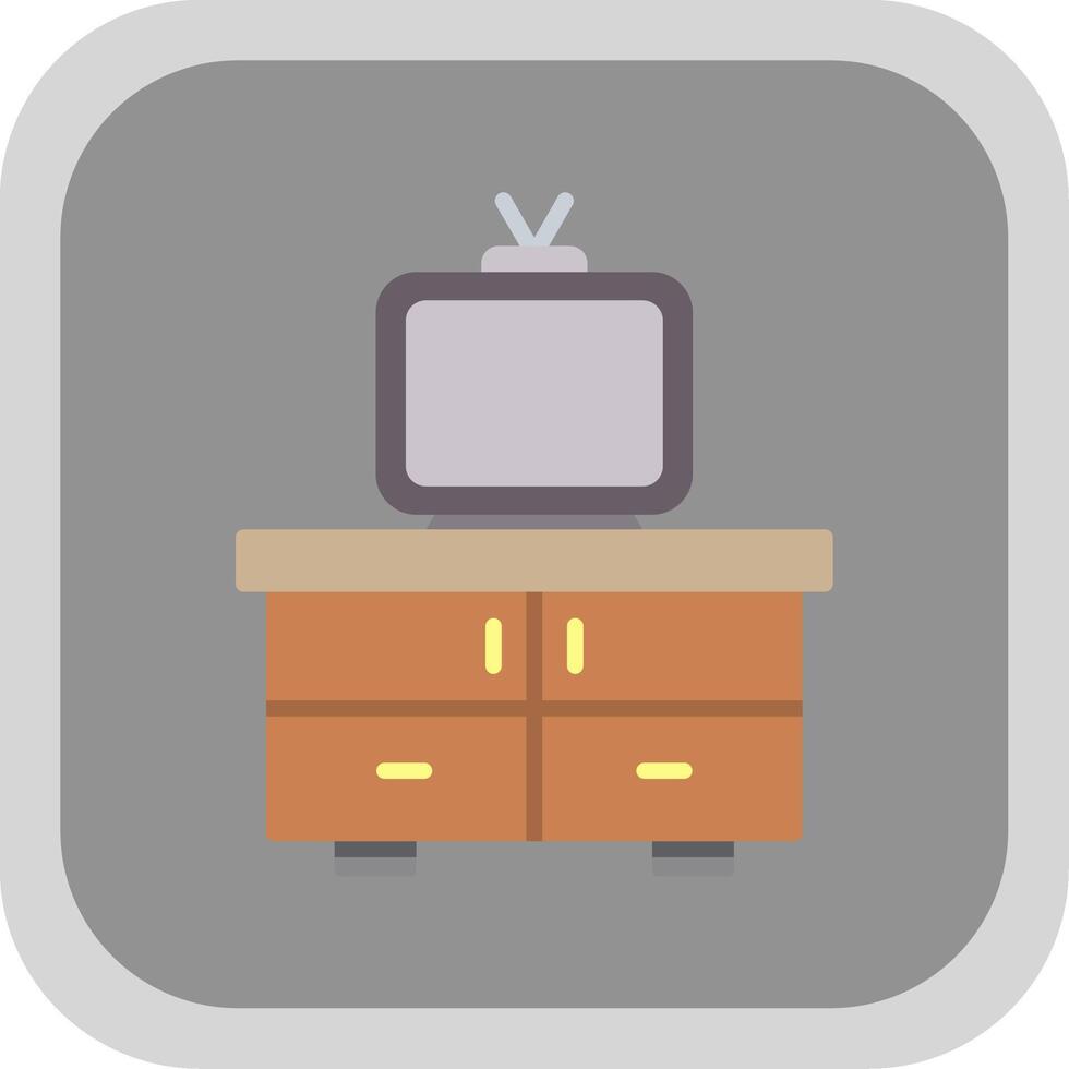 Tv Table Flat round corner Icon Design vector