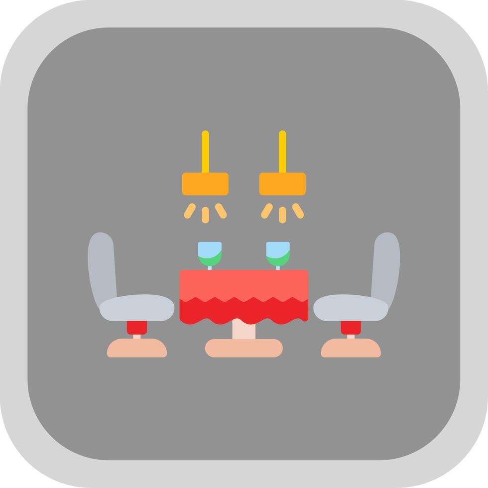 Dining Table Flat round corner Icon Design vector