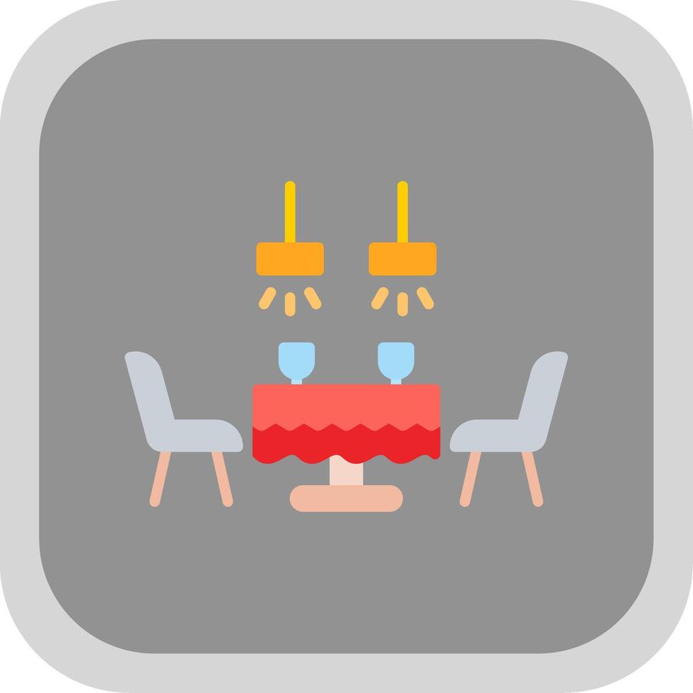Dining Table Flat round corner Icon Design vector