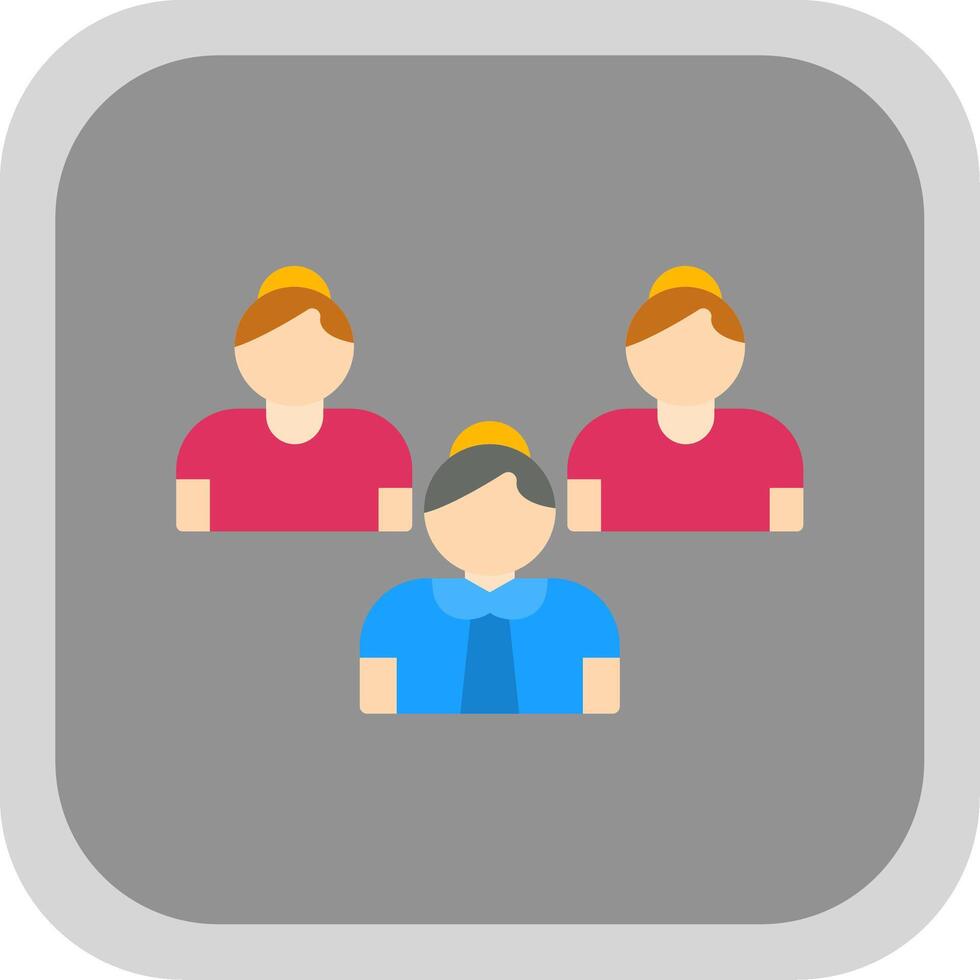 Team Flat round corner Icon Design vector