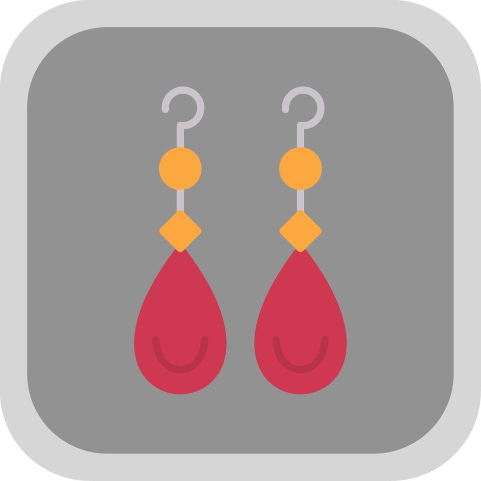 Earrings Flat round corner Icon Design vector
