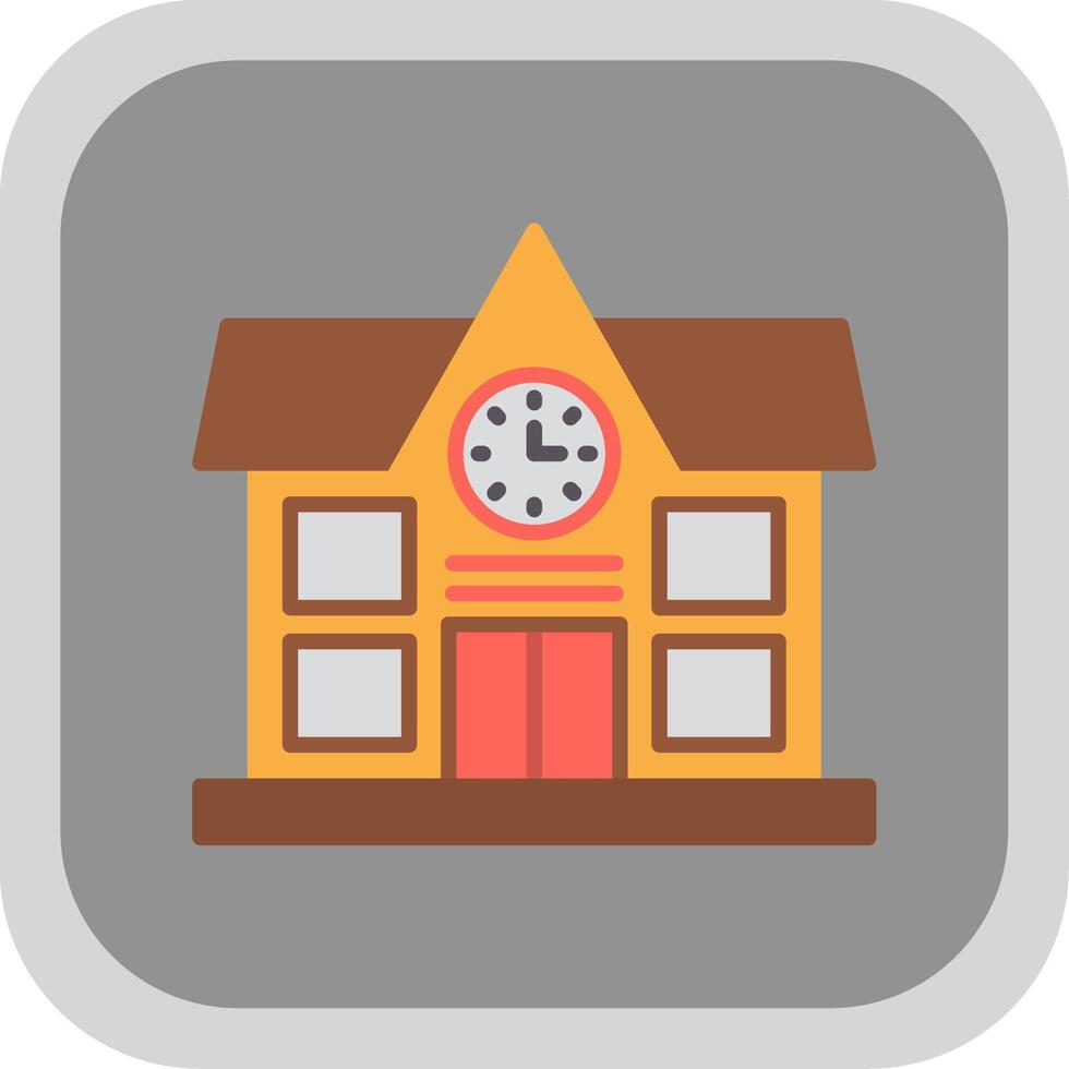 School Flat round corner Icon Design vector