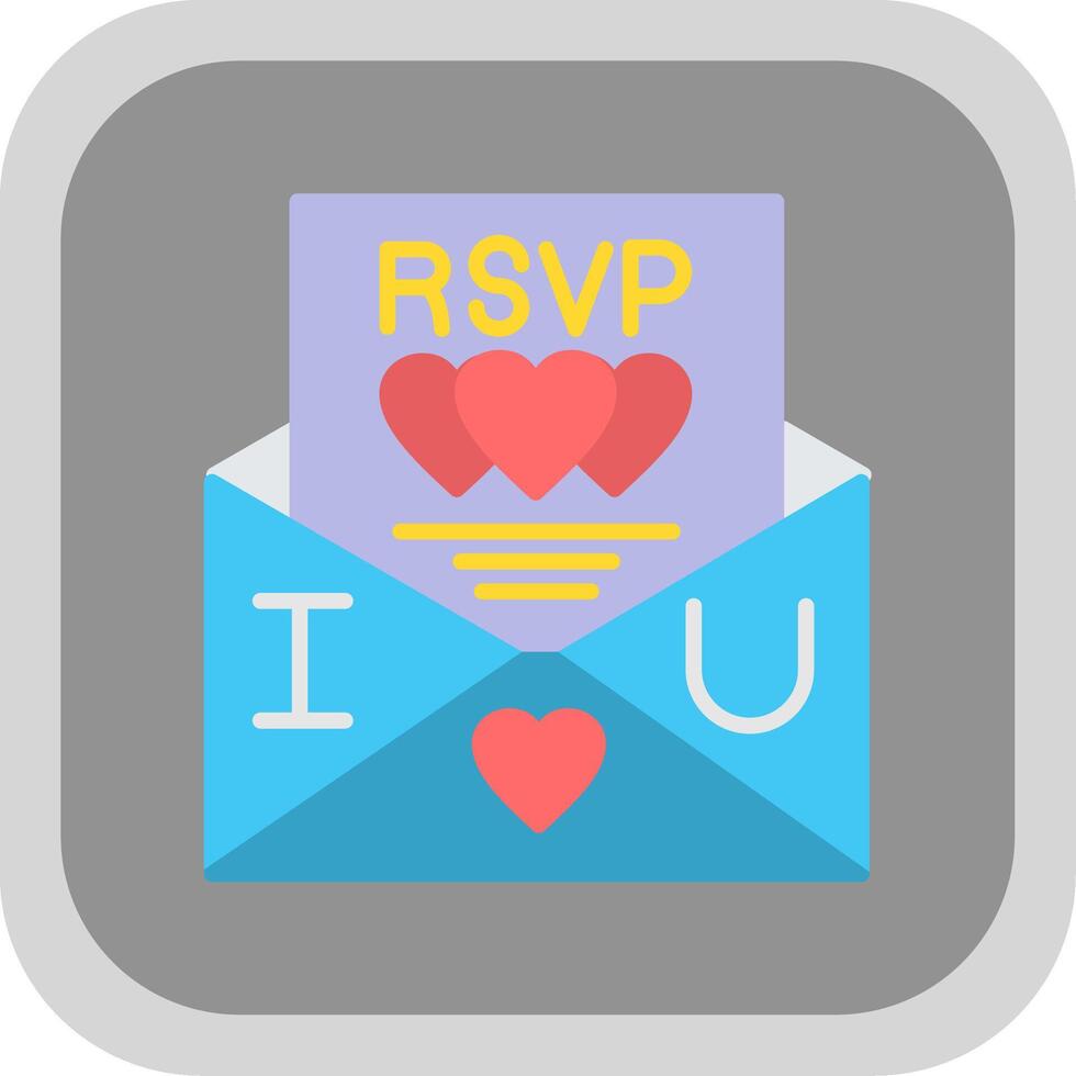 Rsvp Flat round corner Icon Design vector