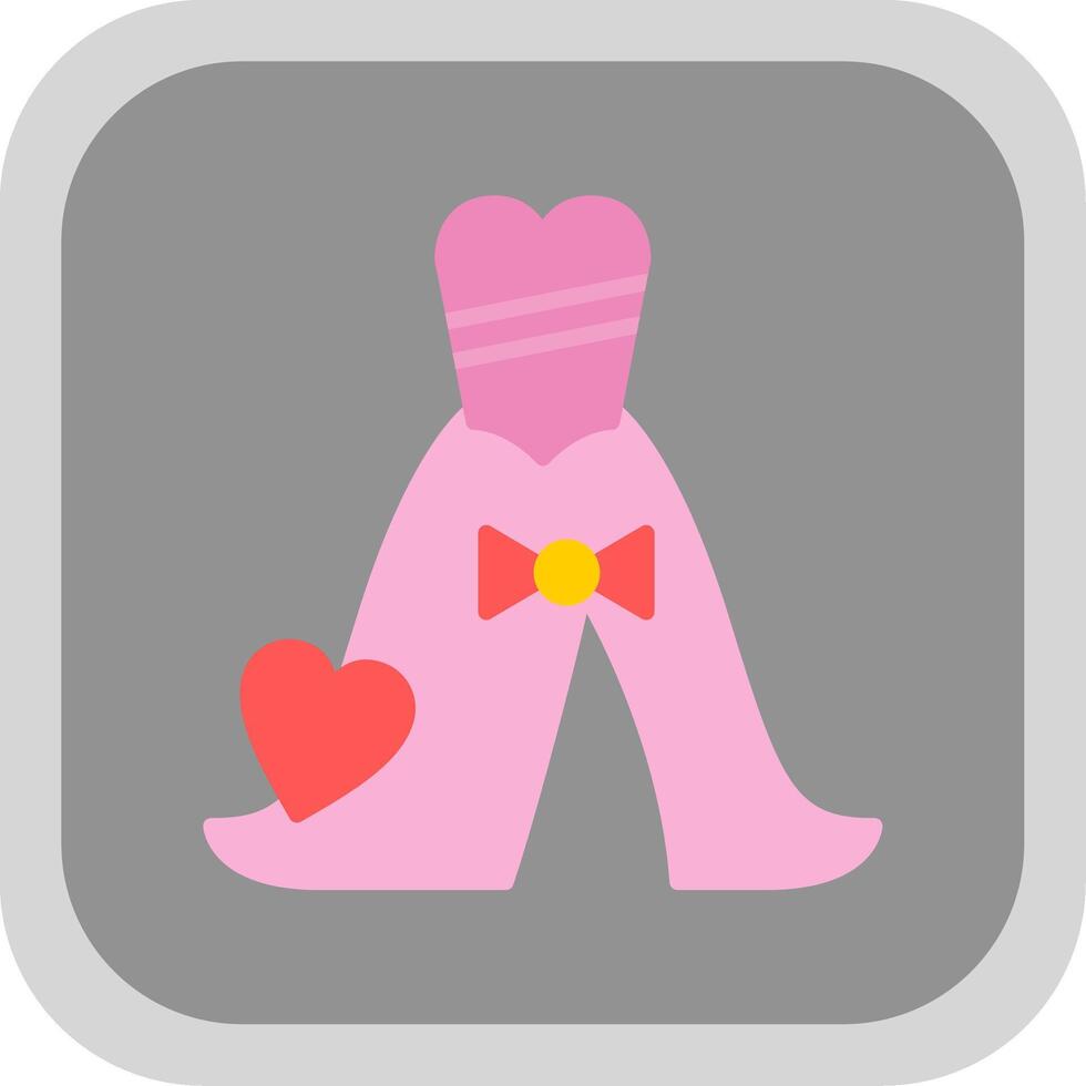 Wedding Dress Flat round corner Icon Design vector