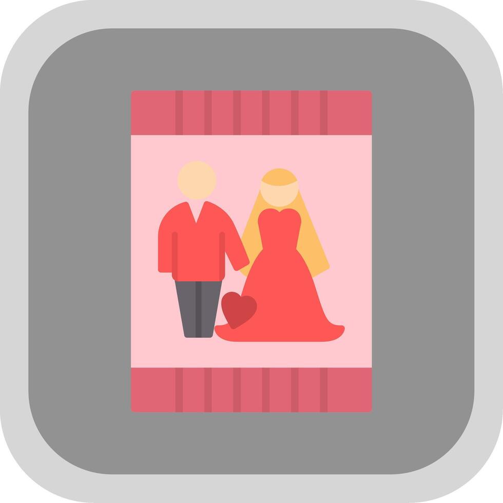 WEDDING INVITATION Flat round corner Icon Design vector