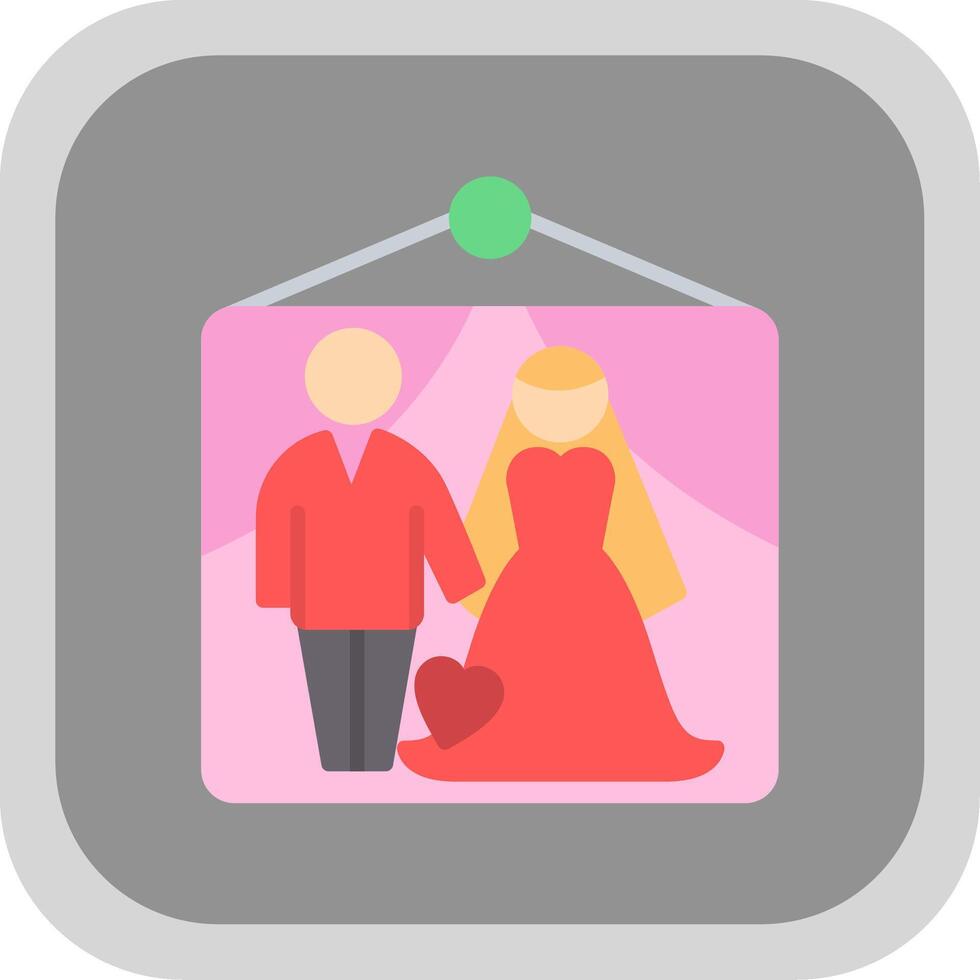 Wedding Photos Flat round corner Icon Design vector