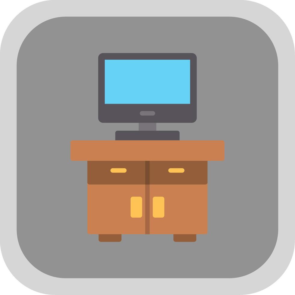 Tv Table Flat round corner Icon Design vector