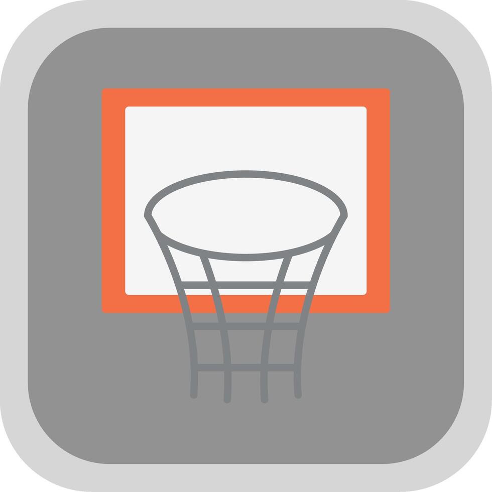 baloncesto aro plano redondo esquina icono diseño vector