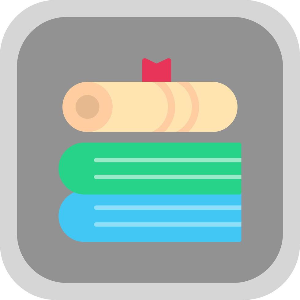 Book Flat round corner Icon Design vector