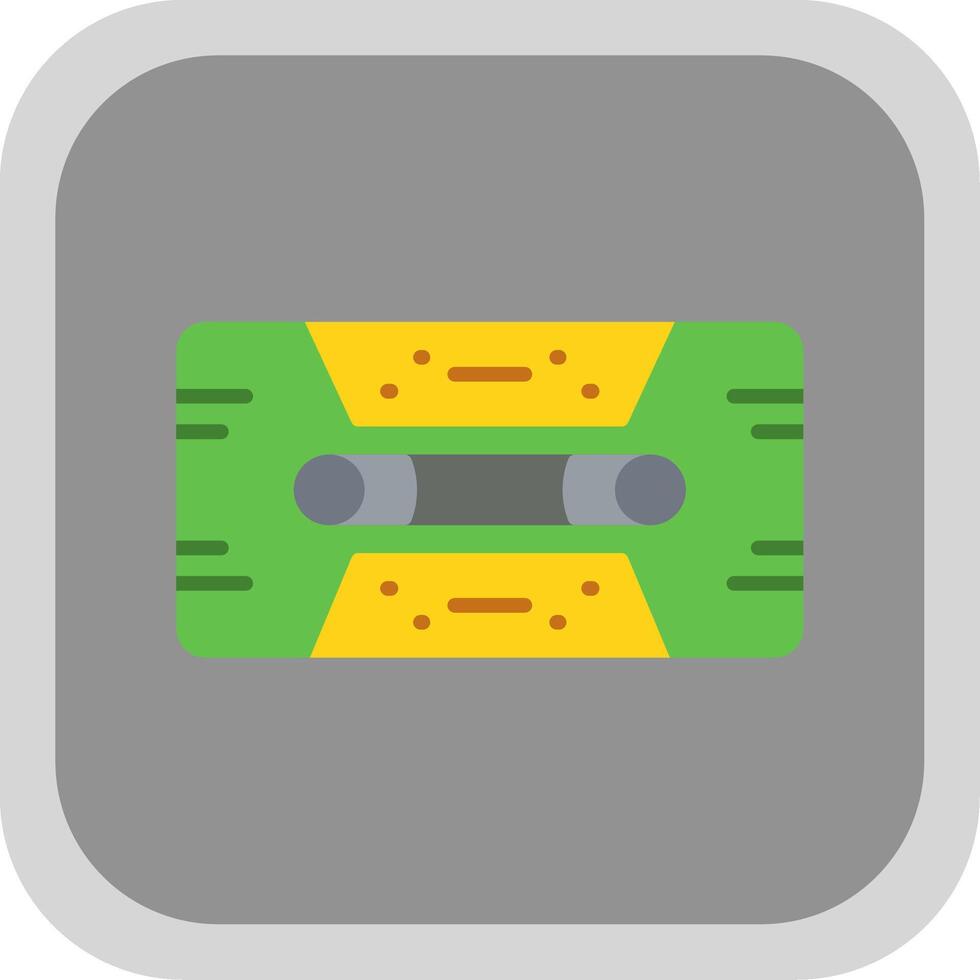 Cassette Tape Flat round corner Icon Design vector