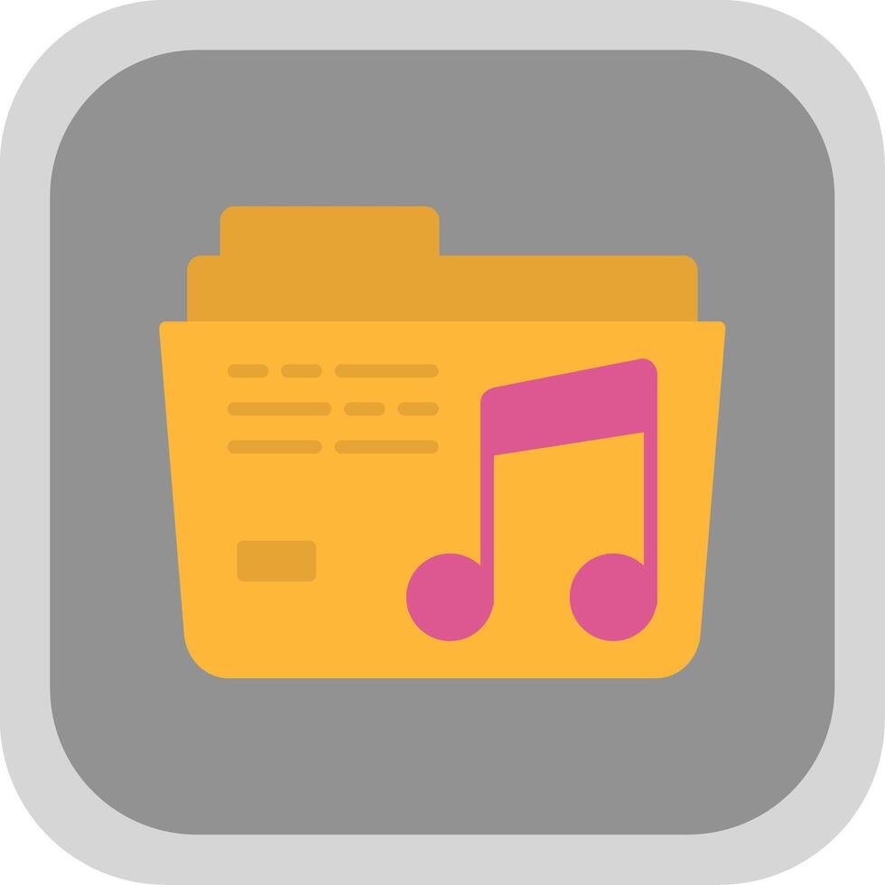music Flat round corner Icon Design vector