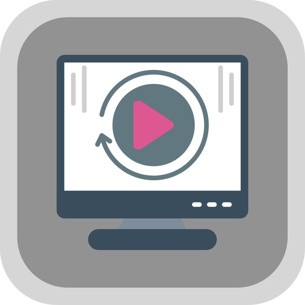 Desktop Computer Flat round corner Icon Design vector