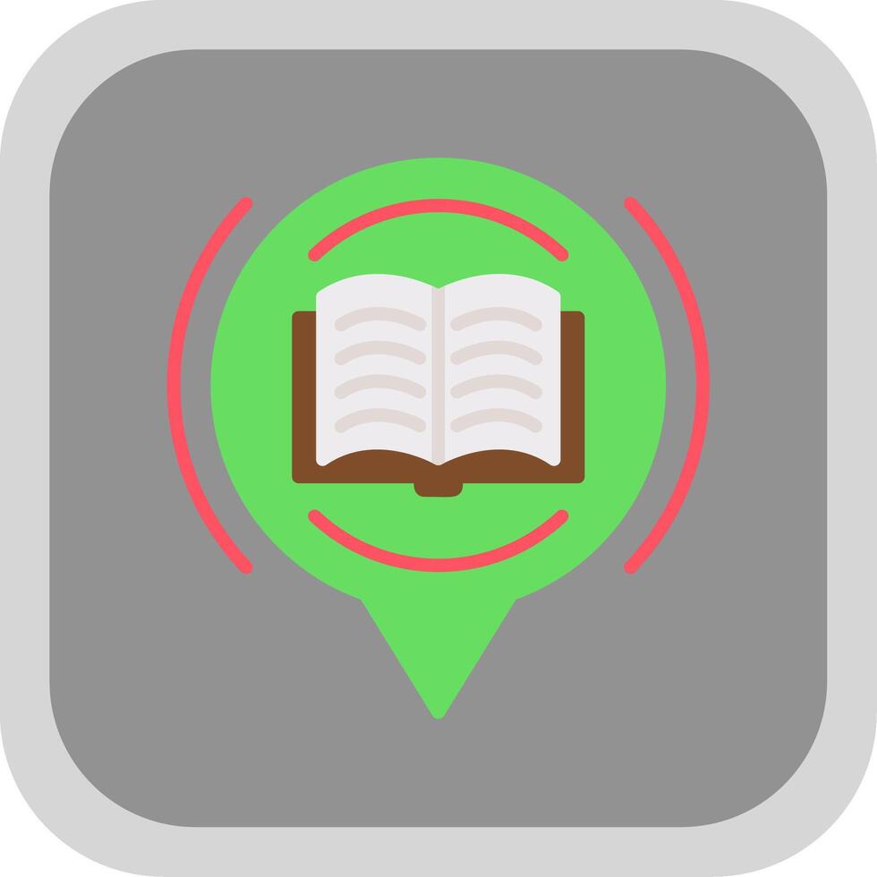 Book Flat round corner Icon Design vector