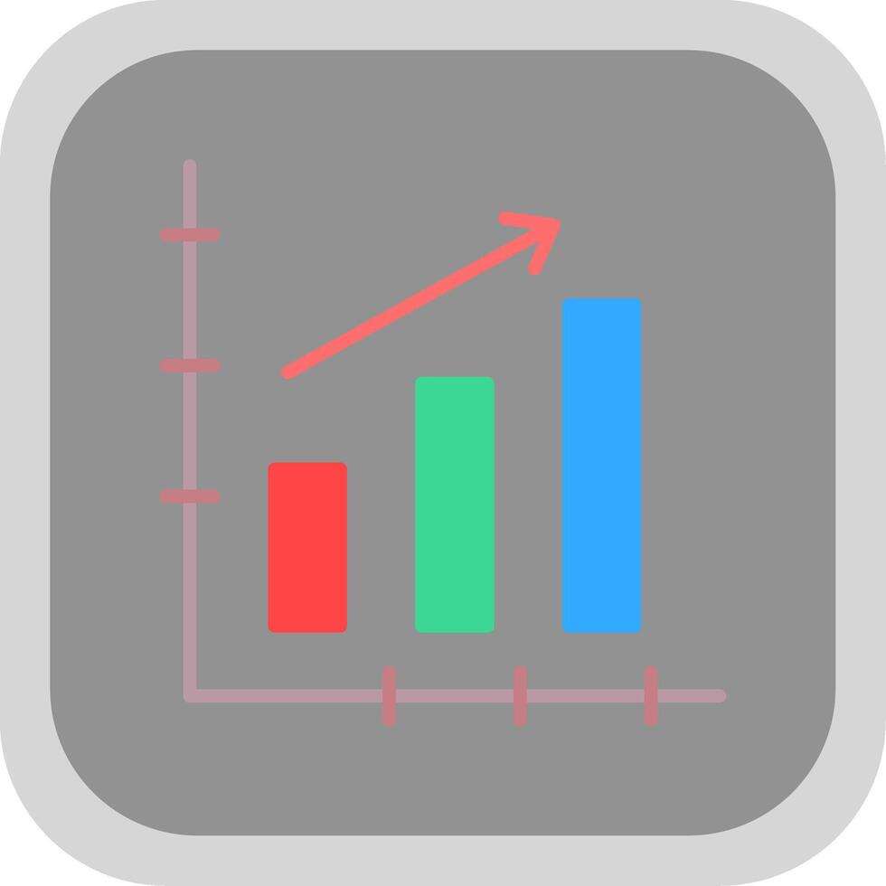 Bar Chart Flat round corner Icon Design vector