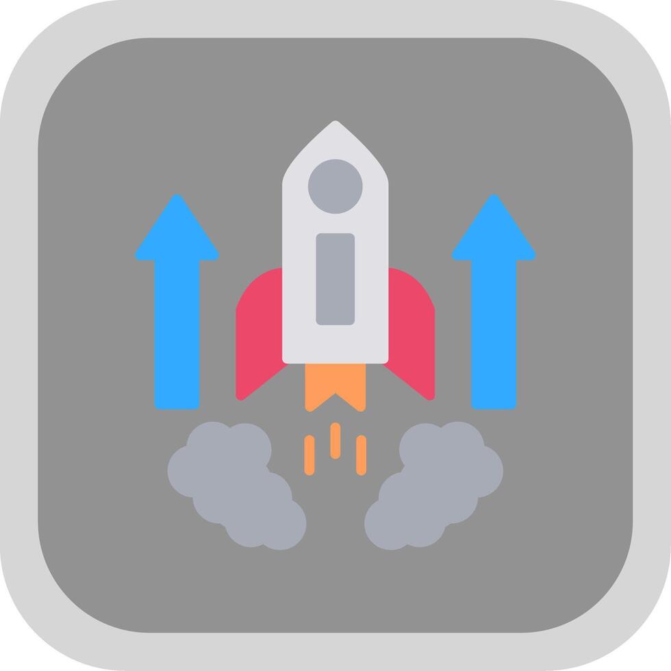 Rocket Flat round corner Icon Design vector