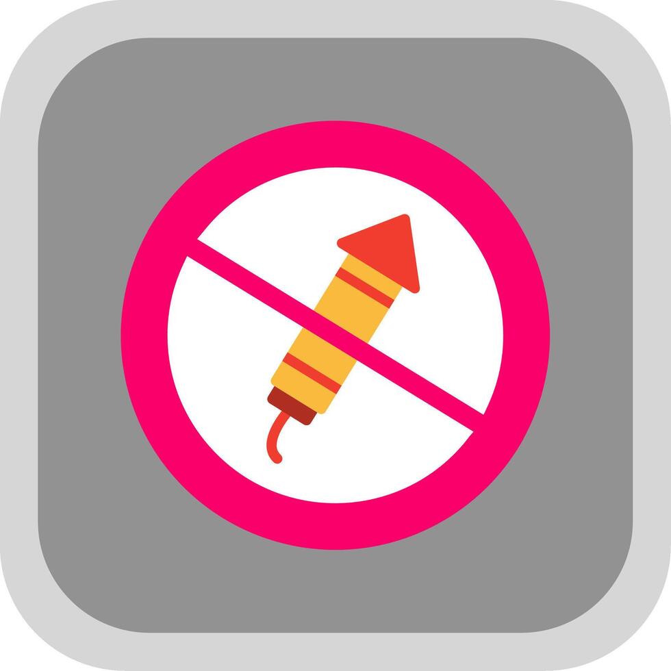 No Firework Flat round corner Icon Design vector