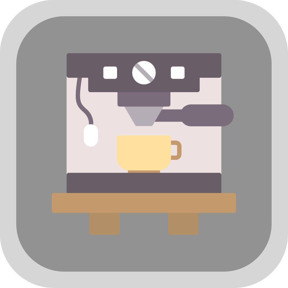 Coffee Machine Flat round corner Icon Design vector