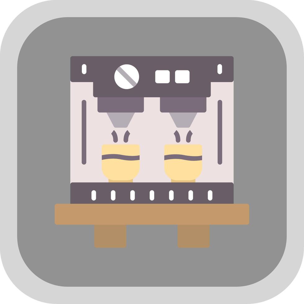 Coffee Machine Flat round corner Icon Design vector