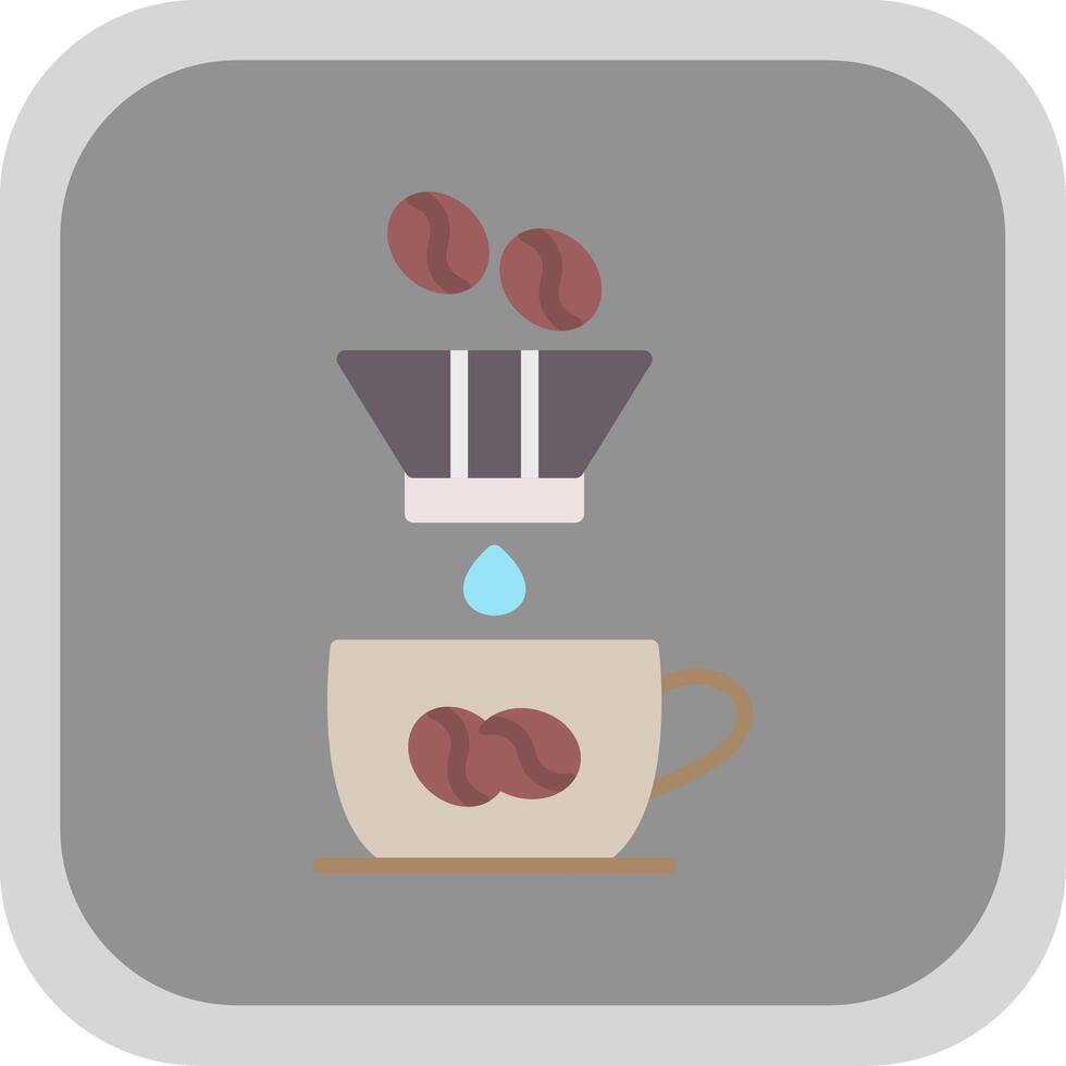 Coffee Filter Flat round corner Icon Design vector