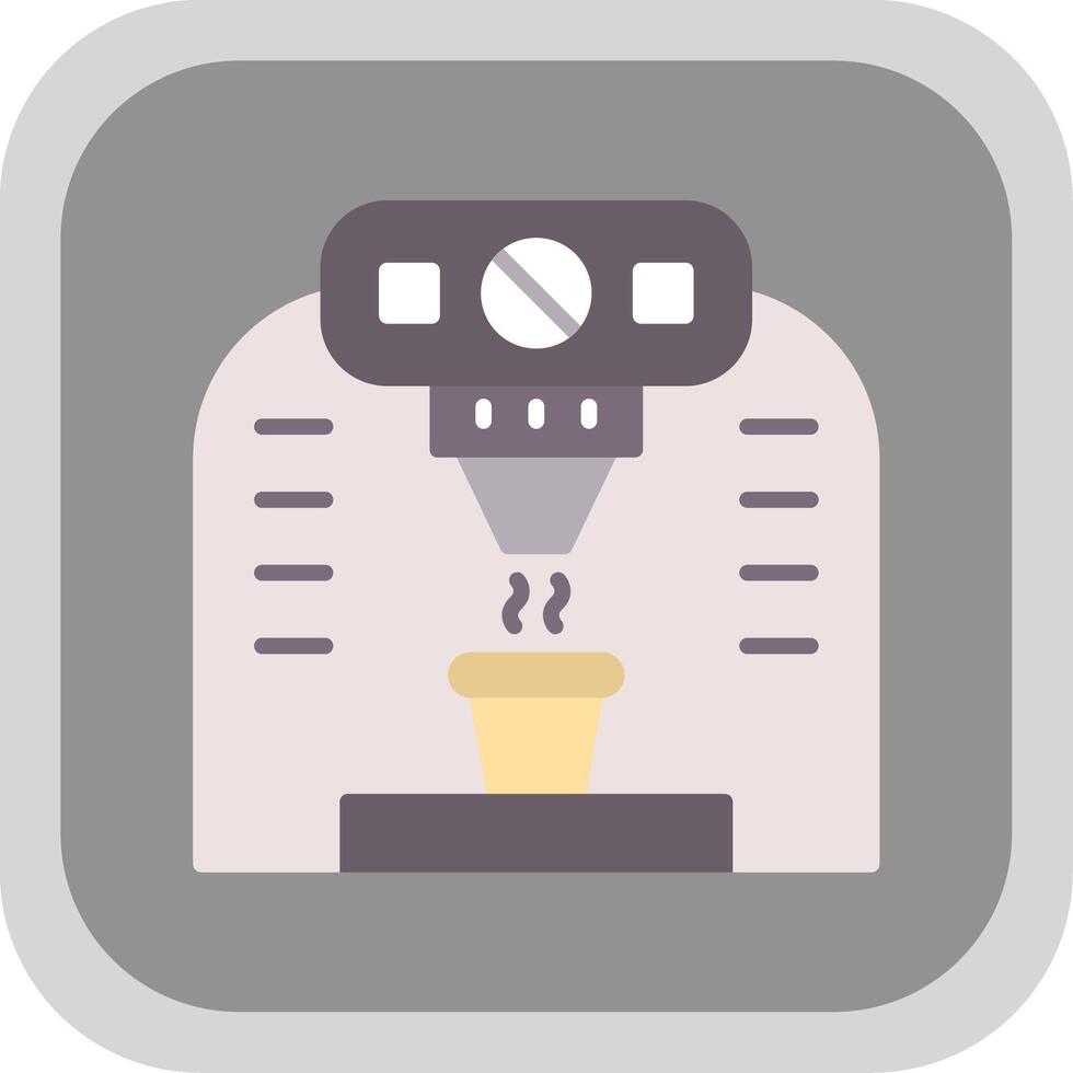 Coffee Machine Flat round corner Icon Design vector