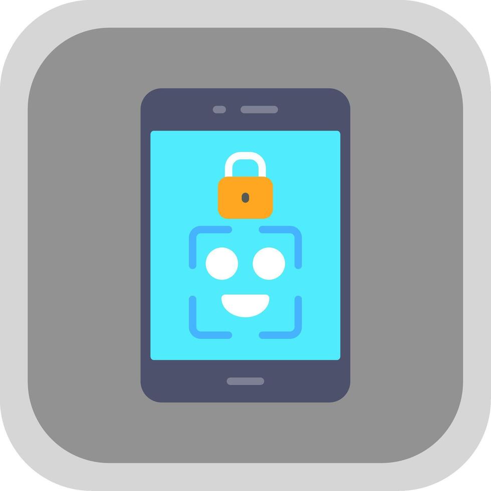 Facial Recognition Flat round corner Icon Design vector