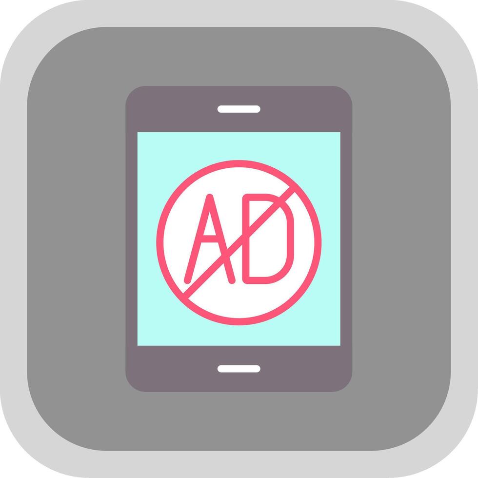 Ad Blocker Flat round corner Icon Design vector