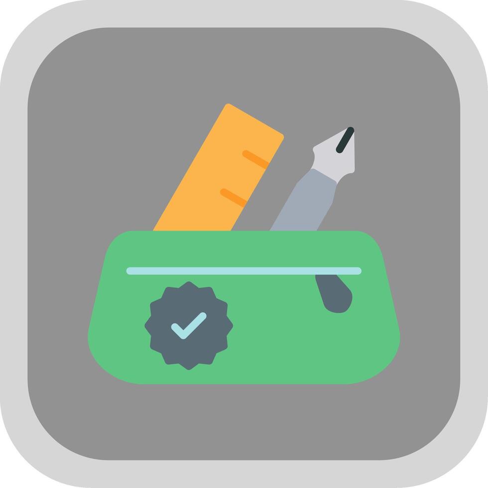 Pencil Case Flat round corner Icon Design vector