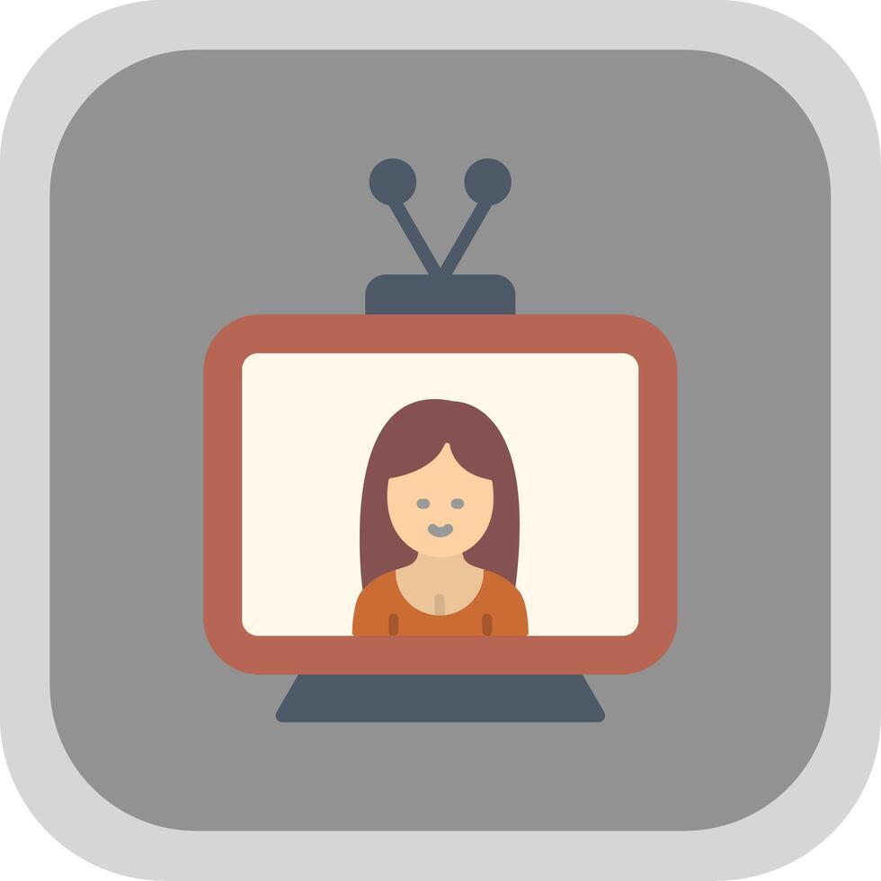 Television Flat round corner Icon Design vector