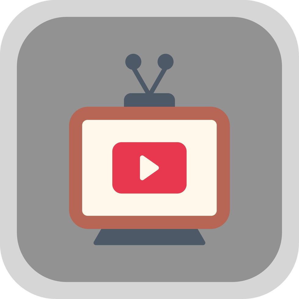 Television Flat round corner Icon Design vector