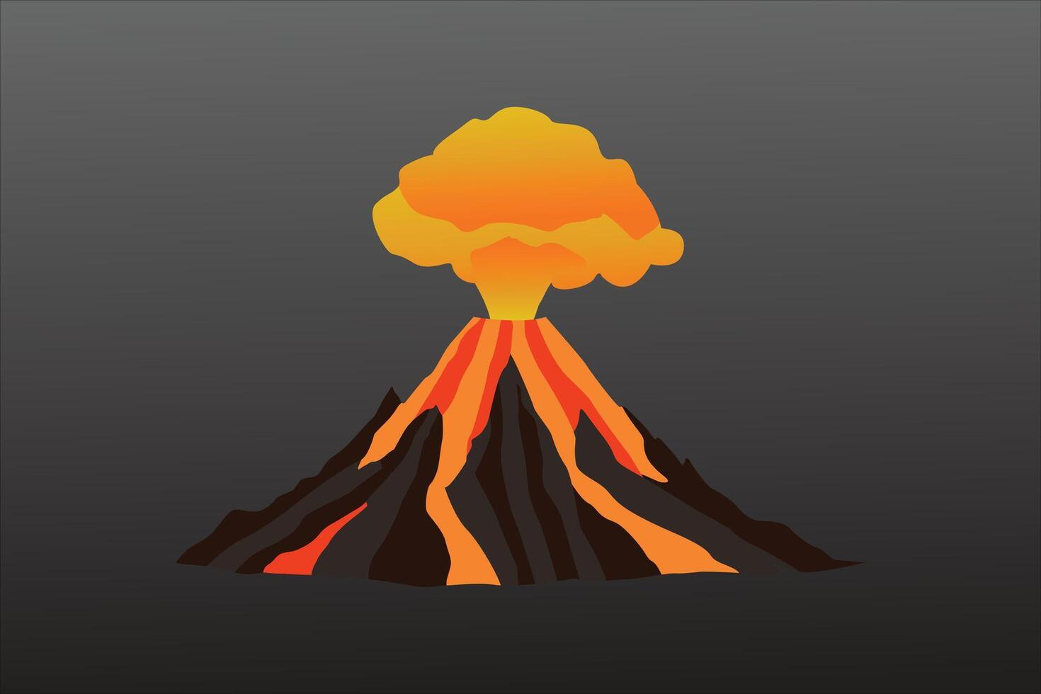 Illustration of eruption. Volcano in cartoon style . black background . vector