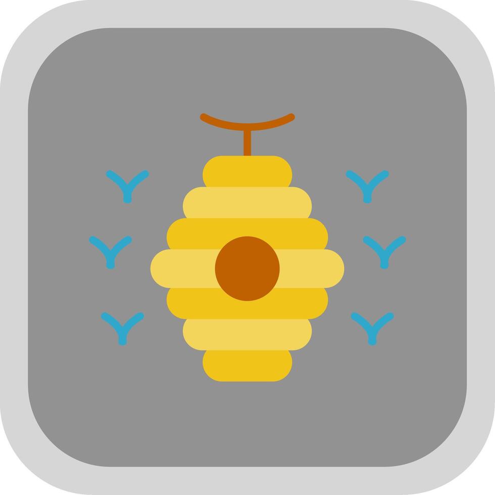 Bee Hive Flat round corner Icon Design vector