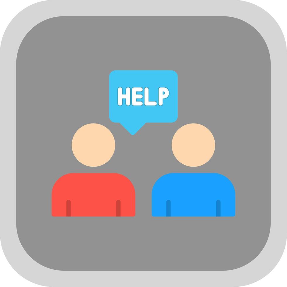 Ask For Help Flat round corner Icon Design vector