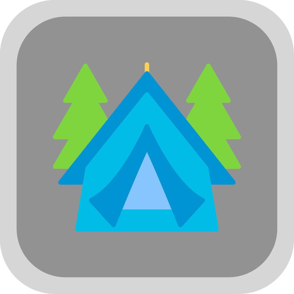 Tent Flat round corner Icon Design vector
