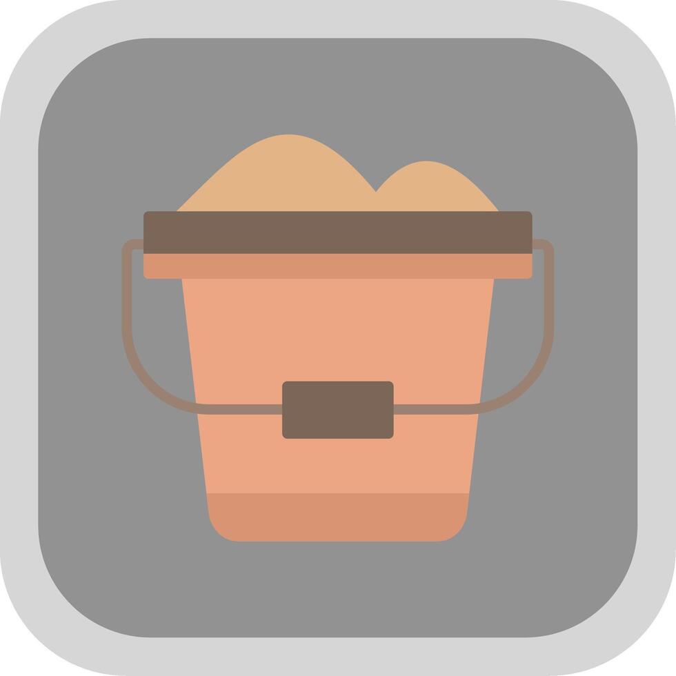 Sand Bucket Flat round corner Icon Design vector