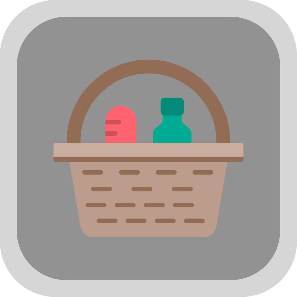 Picnic Basket Flat round corner Icon Design vector