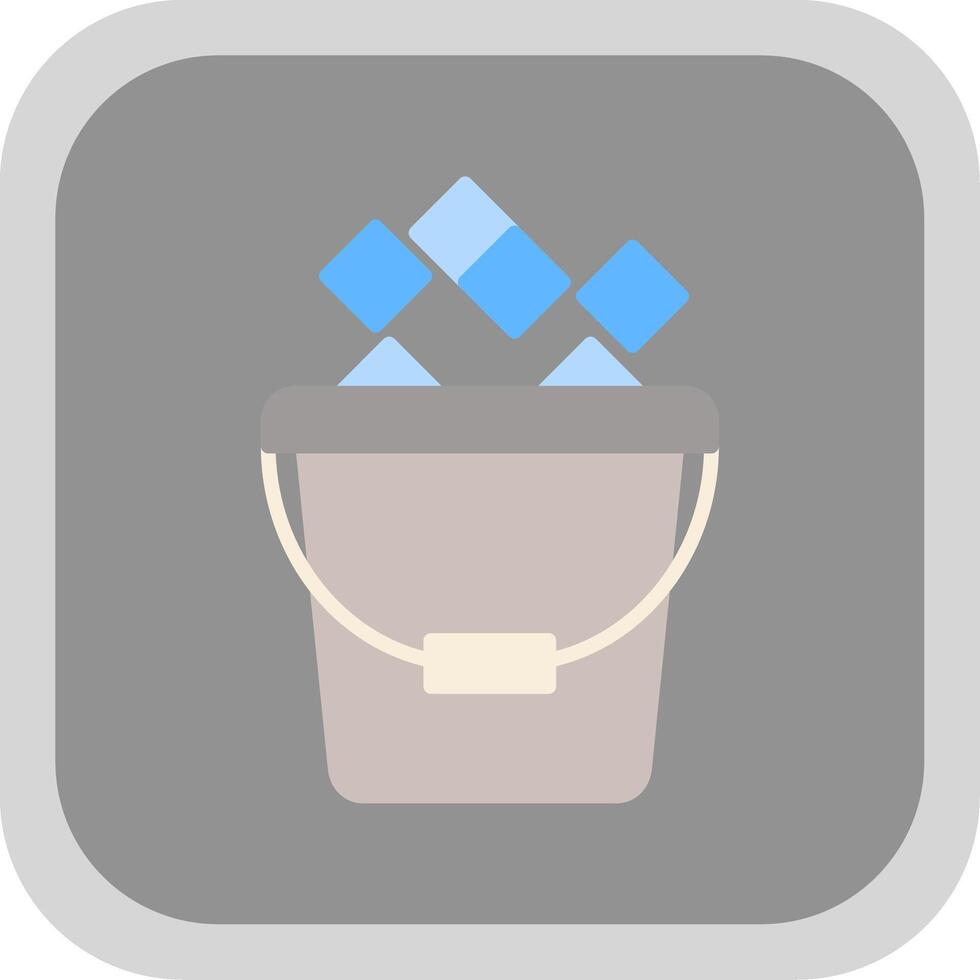 Ice Bucket Flat round corner Icon Design vector