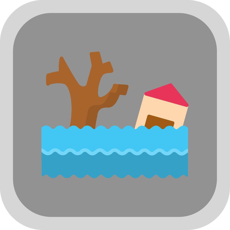 Flood Flat round corner Icon Design vector