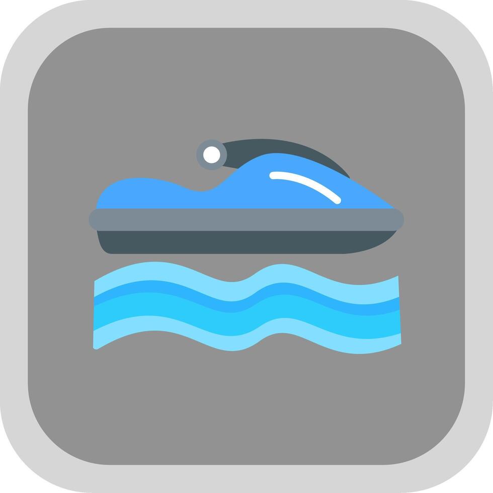 Jet Ski Flat round corner Icon Design vector