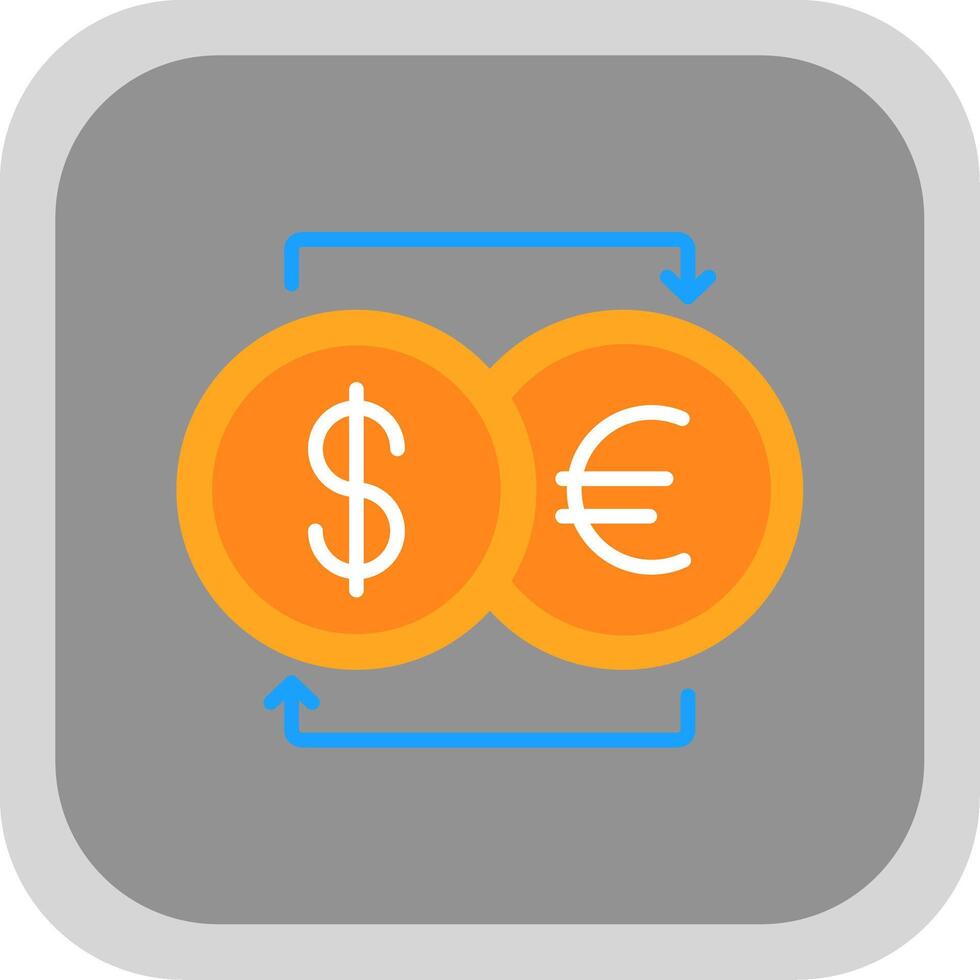 Currency Exchnage Flat round corner Icon Design vector