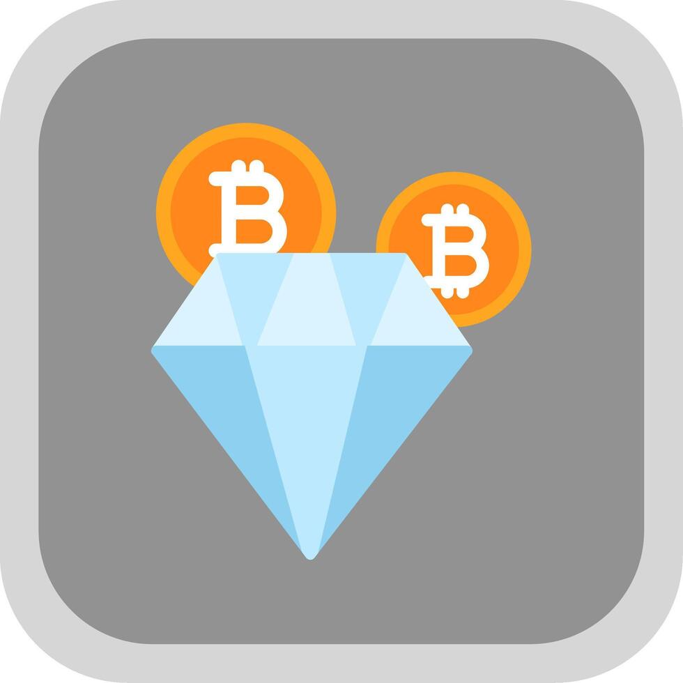 Bitcoin Diamond Flat round corner Icon Design vector