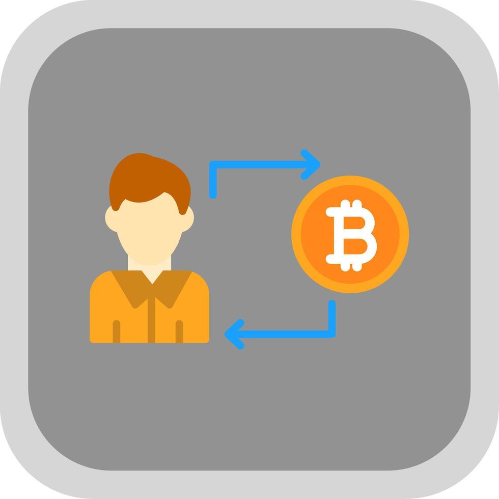 Bitcoin Trading Flat round corner Icon Design vector