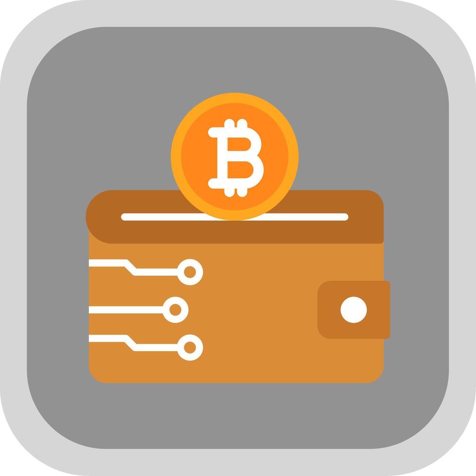 Cryptocurrency Wallet Flat round corner Icon Design vector