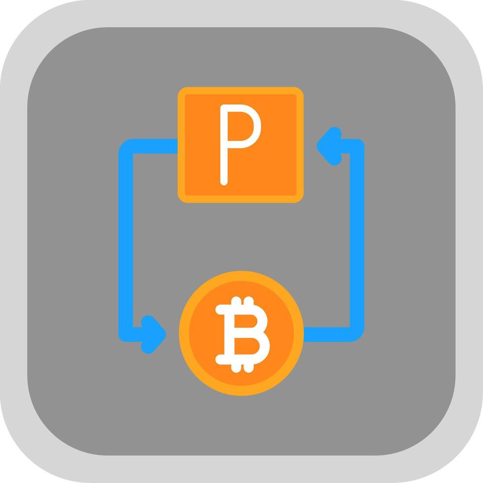 Bitcoin Paypal Flat round corner Icon Design vector