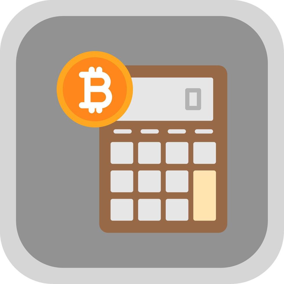 Bitcoin Calculator Flat round corner Icon Design vector