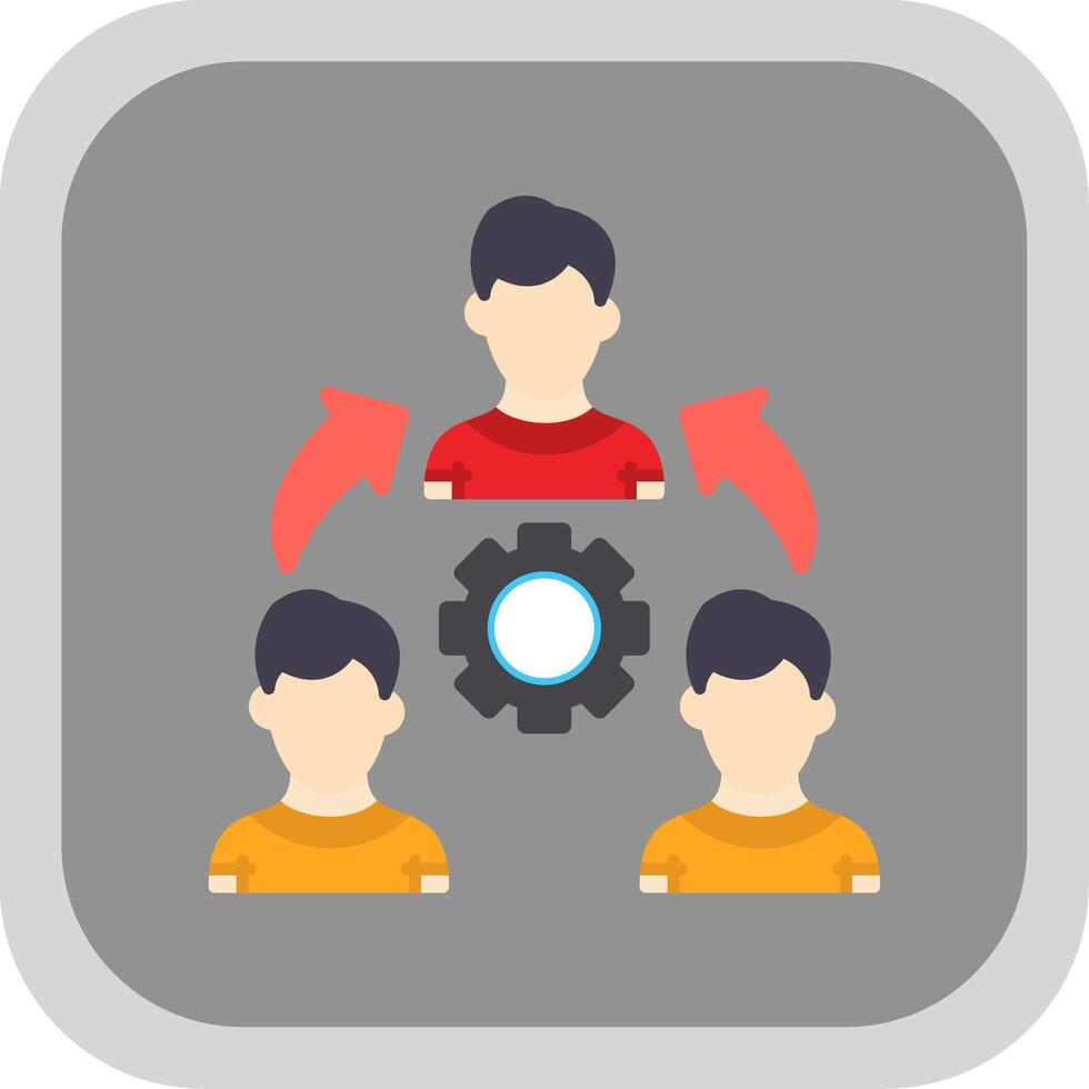 Team Work Flat round corner Icon Design vector