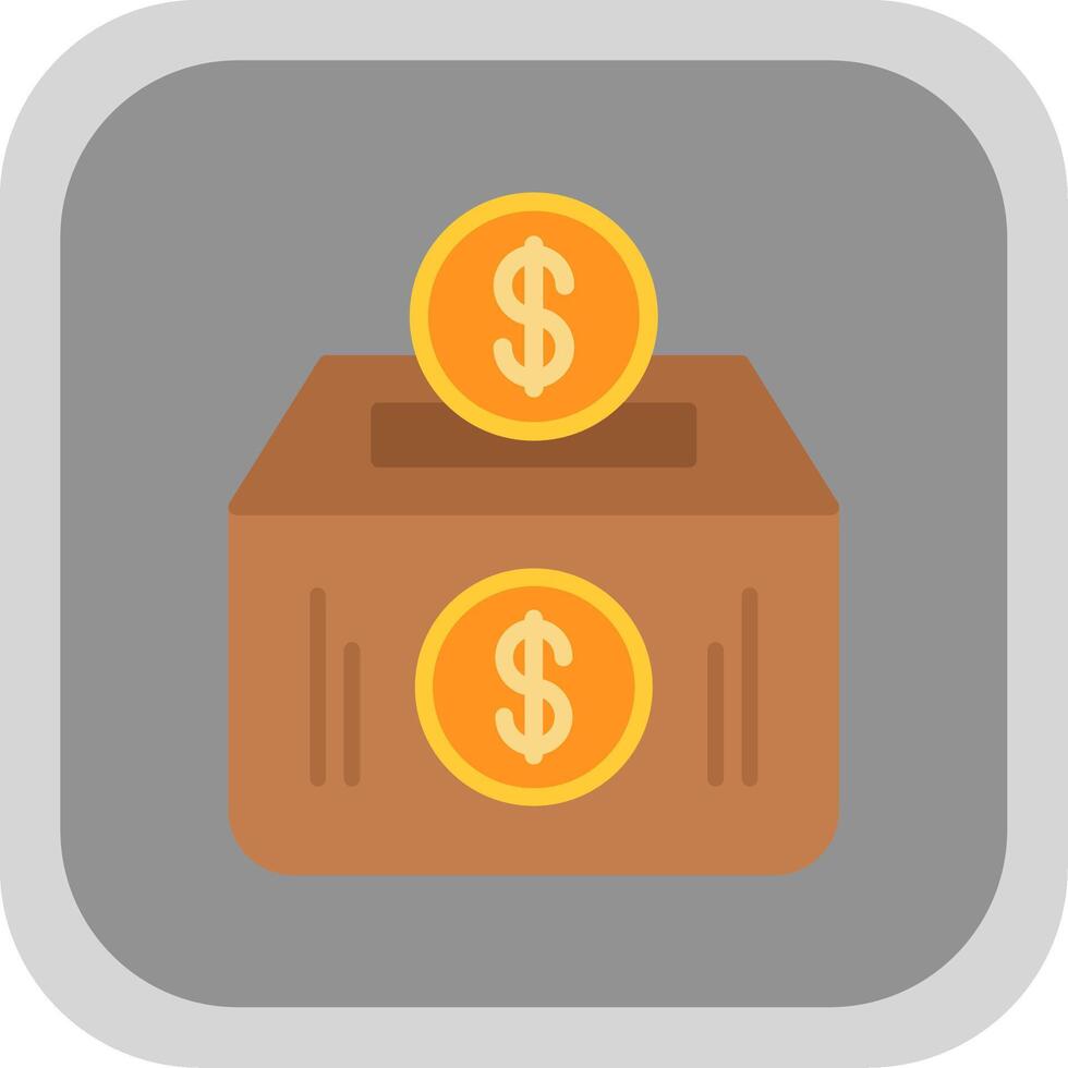 Money Box Flat round corner Icon Design vector