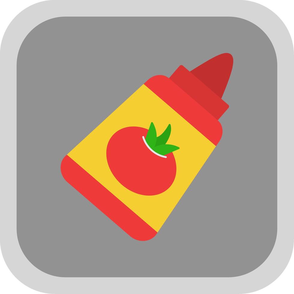 Tomato Ketchup Flat round corner Icon Design vector